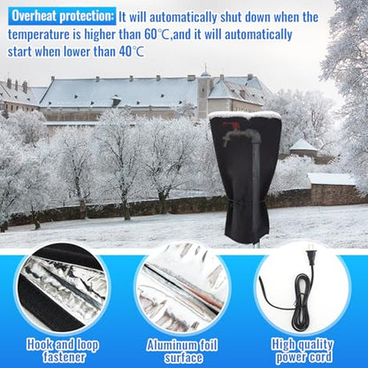 1 Pcs 25.2" L x 14 W Electric Heated Outdoor Faucet Cover for Winter - size: 25.2"L x14"W