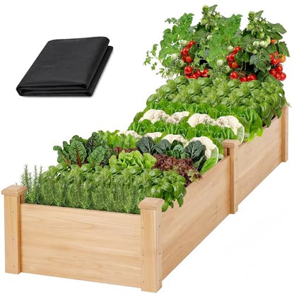 Raised Garden Bed Wooden Planter Box for Vegetables/Flowers, Wood - color: Natural Wood