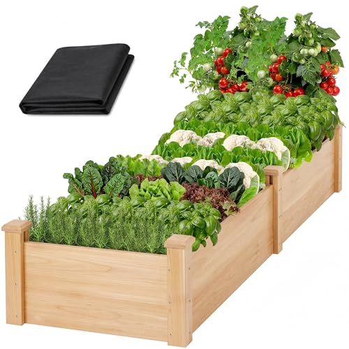 Raised Garden Bed Wooden Planter Box for Vegetables/Flowers, Wood - color: Natural Wood