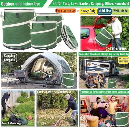 2-Pack 24 Gallon Collapsible Trash Can (19x21 in) Solid Bottom for Pop-Up Trash Can,Recycling Bin,Camping Waste Bin,Laundry Hamper,Yard Waste Bag,Yard Debris Bag,Lawn Grass,Garden Weeds Bags,Leaf Bags