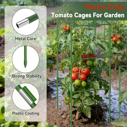 2 Pack 72" Tomato Cages for Garden, Heavy Duty Adjustable Plant Support - size: 72 inch