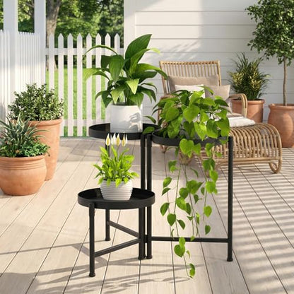 3 Tier Tall Metal Plant Stand, Duty Tiered Flower Shelf for Patio Garden - size: 3 Tier