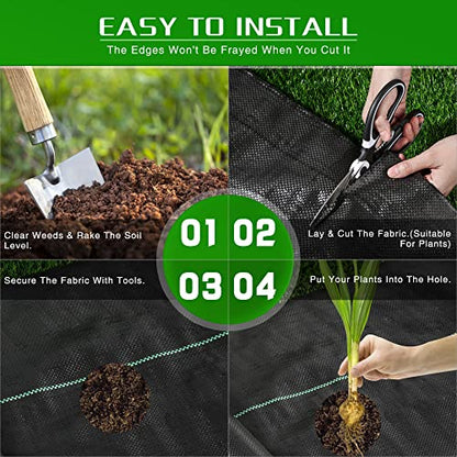 Weed Barrier Landscape Fabric Heavy Duty, 1.3FT x 50FT Thicken Garden Fabric Weed Mats, Weed Control Garden Cloth, Woven Geotextile Fabric for Garden Beds, Underlayment, Commercial Driveway - color: 1.3X50FT