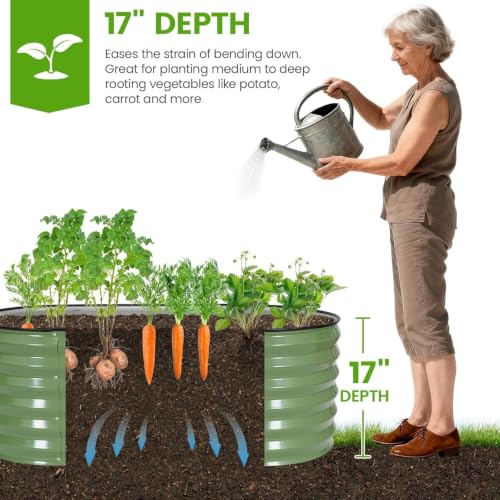 G GOOD GAIN Raised Garden Beds Galvanized, Metal Planter Boxes Kit, Oliver - color: Oliver Green, size: 8×2×1.4ft (1 Pack)