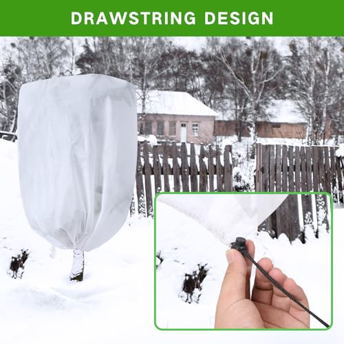 Garutom 4-Pack Plant Covers Freeze Protection 30" x 39" 2.2 oz, Frost Cloth Plants Jacket Drawstring Tree Cover for Outdoor Plants, Shrub Potted Plants Winter - size: 30"W x 39"H/4P