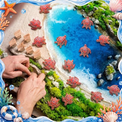 Yerliker 50 Pcs 100 Pcs Mini Sea Turtle Figurines Sea Animals, Brown - color: Brown