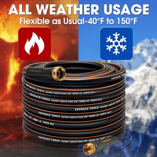Garden Hose 75ft x 5/8", Heavy Duty Water Hose, Kink Resistant - color: Black, size: 75FT