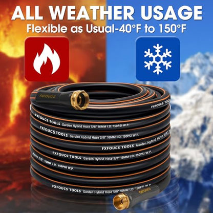 Garden Hose 75ft x 5/8", Heavy Duty Water Hose, Kink Resistant - color: Black, size: 75FT