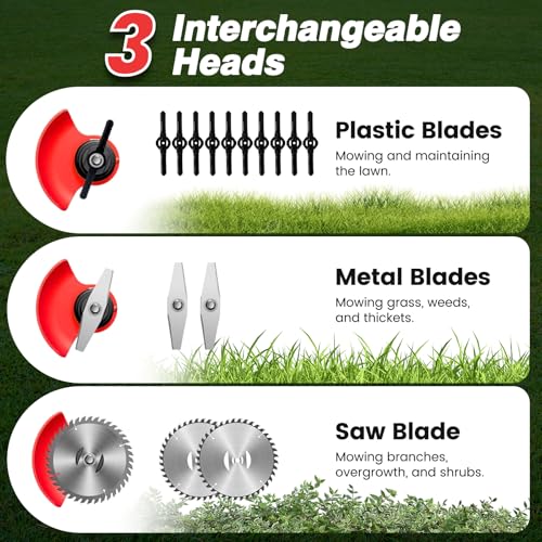 ALSO GO 24V Electric Weed Wacker with Wheels, Grass Trimmer Cordless