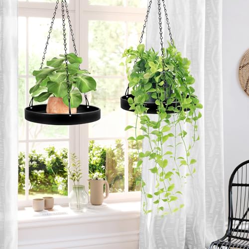 Plant Hanger Indoor, 2 Pack Black Metal Hanging Planters for Indoor Plants