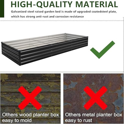 2PCS 10x3x1ft Galvanized Raised Garden Bed Kit,Gardening Planter Box - color: Black, size: 10x3x1FT(2PCS)