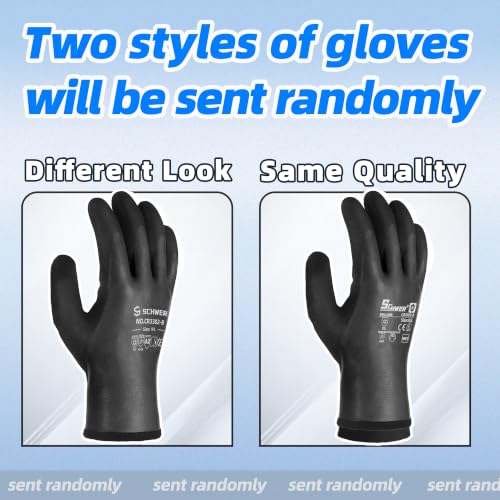 Schwer 2 Pairs 100% Waterproof Winter Work Gloves Latex Coated, CR3302-B, L - color: Winter Black, size: Large