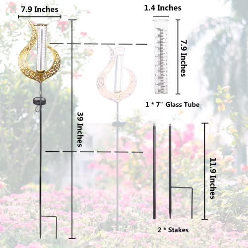 39'' Tall Rain Gauge Outdoor - Solar Flame Design - color: Flame B