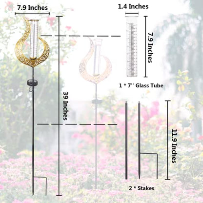 39'' Tall Rain Gauge Outdoor - Solar Flame Design - color: Flame B