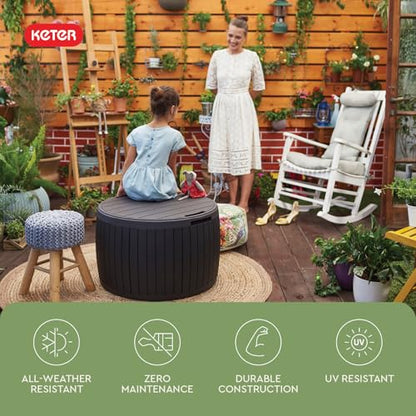 Keter Circa Outdoor Storage Deck Box, 37 Gallon, Brown - color: Brown