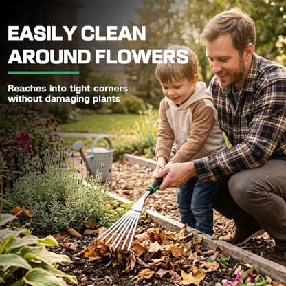 Small Leaf Rake Gardening,Mini Hand Rake Clean Flower Beds Fallen Leaves - color: Silver