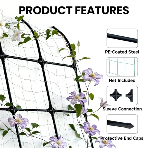 7.2 ft No-Drill Leaning Garden Trellis for Climbing Plants