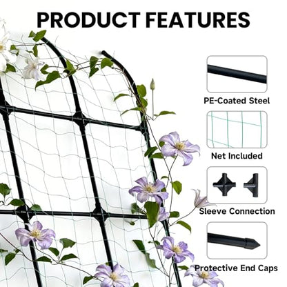 7.2 ft No-Drill Leaning Garden Trellis for Climbing Plants