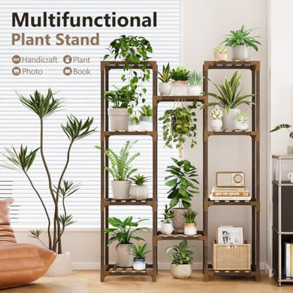 Uneedem Plant Stand Indoor Outdoor, 10 Tiered Plant Shelf Wood Plant Rack