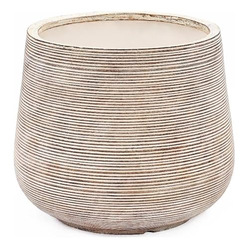 LuxenHome 17" Round Planters for Indoor Plants, Distressed Large Plant Pot