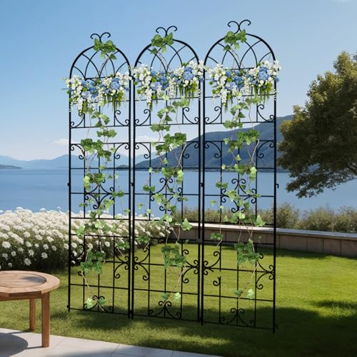 unho Metal 86.6 * 18.7" Garden Trellis 3-Packs for Climbing Plants - size: 3PCS Model② 86.6"x18.7"