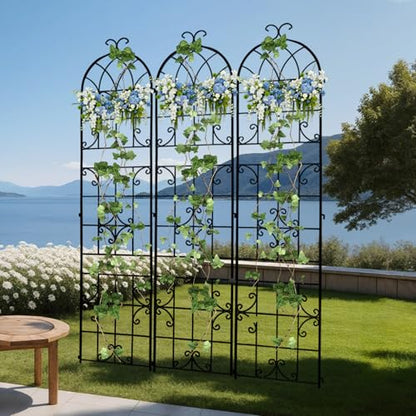 unho Metal 86.6 * 18.7" Garden Trellis 3-Packs for Climbing Plants - size: 3PCS Model② 86.6"x18.7"