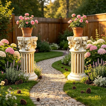 18.11" Angel Column Pedestal Stand, Resin Roman Pillar Decor - color: Angel Column Pedestal