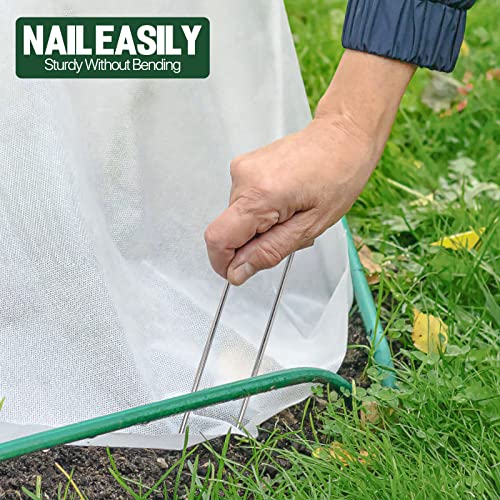 Landscape Staples 4 Inch 50 Pack Galvanized Garden Stakes Anti-Rust Landscape Pins for Weed Barrier Fabric, Artificial Turf and Landscape Fabric - size: 4inch50pcs