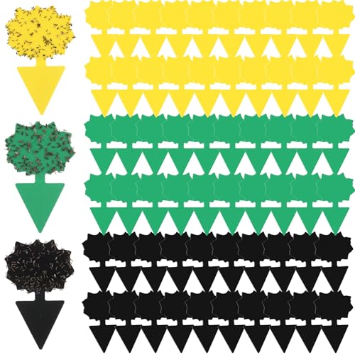 120 Pack Fruit Fly Traps Fungus Gnat Sticky Traps Yellow Black Green Plant Fly Stickers Double Side with Shovel for Indoor Outdoor Kitchen Garden Houseplant Flying Bug Insect (Flower) - style: Flower