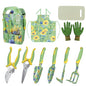 10 Piece Garden Tools Set, Gardening Hand Tools Kit with Heavy Duty Rust-Proof Aluminum Tools, Organizer Tote Bag, Apron, Gloves & Kneeling Pad, Ideal Gardening Gifts for Women, Mom, Grandma & Wife - color: green floral-10pcs