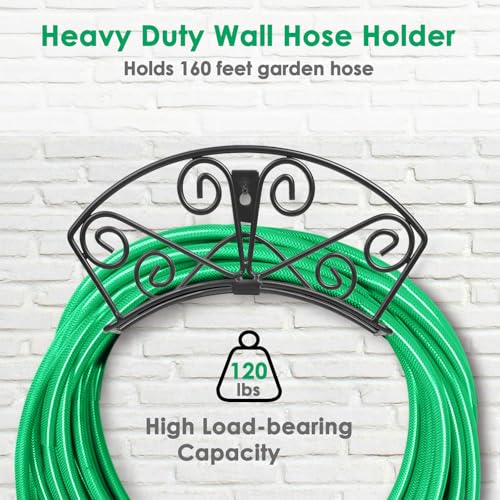 TomCare Garden Hose Holder, Heavy Duty 160FT Large Capacity Hose Hanger - color: Black, size: L （14.9“ x 6” x 8"）