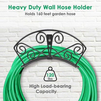 TomCare Garden Hose Holder, Heavy Duty 160FT Large Capacity Hose Hanger - color: Black, size: L （14.9“ x 6” x 8"）