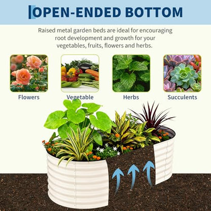 Garvee 2 Pack 6X3X2ft Galvanized Raised Garden Bed, Oval Metal Planter Box - color: Beige-oval, size: 6x3x2ft 2pcs