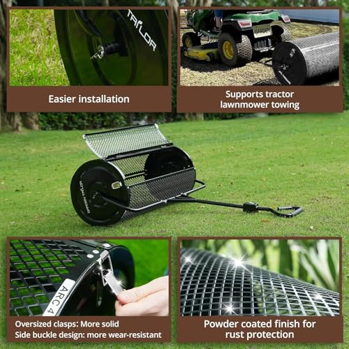 Compost Spreader 44 Inch Towable Peat Moss Spreader - Black