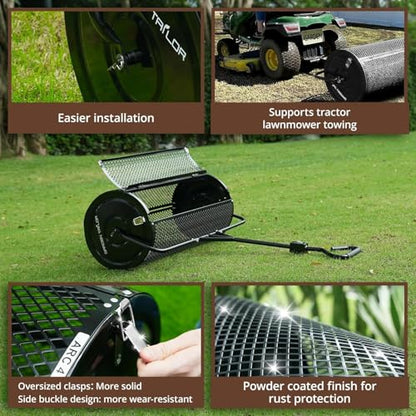 Compost Spreader 44 Inch Towable Peat Moss Spreader - Black