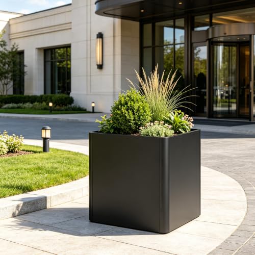 Square Large Outdoor Planter 20inch - color: Black, size: 20"L x 20"W x 20"H