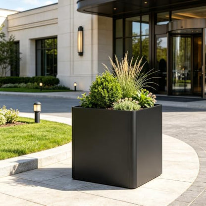 Square Large Outdoor Planter 20inch - color: Black, size: 20"L x 20"W x 20"H