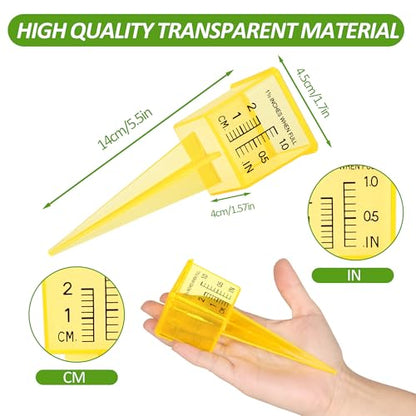 10PCS Rain Gauges Outdoor 1.5" Transparent Sprinkler Rain Gauge for Lawn with Wide Mouth Water Measuring Tool (Yellow)