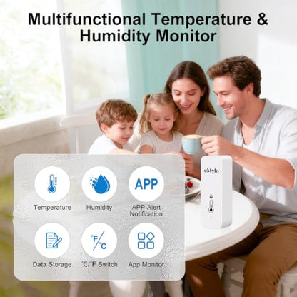 eMylo WiFi Indoor Thermometer Hygrometer with App Alert & Data Export