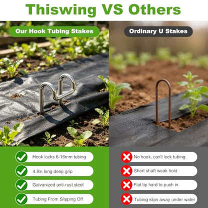 Thiswing Drip Irrigation Tubing Stakes, 30 Pack Hose Hold Downs for Garden - size: 30PCS