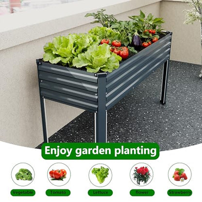 Vengarus 2PCS 48×18×30in Galvanized Raised Garden Bed Outdoor with Legs Set - color: Gray, size: Grey(2PCS)