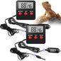 Weewooday 2 Pcs Digital Reptile Thermometer Hygrometer Gauge with Probes