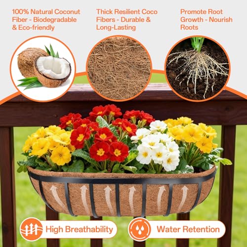 Halatool 24" Coco Liners for Planters, 3Pcs Coconut Liners for Window Boxes - size: 24in