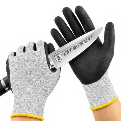 Level 5 Cut Resistant Work Gloves, Sandy Nitrile Grip, 1 Pair - color: Medium(yellow)