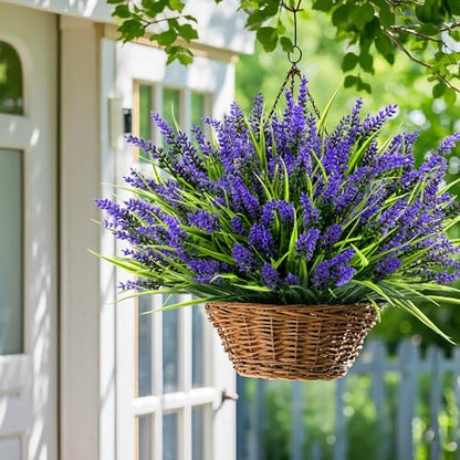 48 Bundles Artificial Lavender Flowers Outdoor UV Resistant, Purple - color: Purple, size: 48PCS