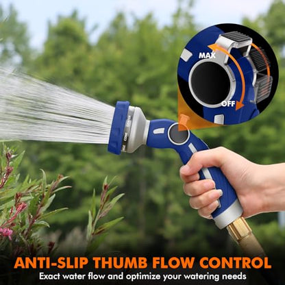RESTMO Hose Nozzle Heavy Duty, Metal Water Hose Sprayer for Garden - color: Blue, size: 9 Watering Patterns