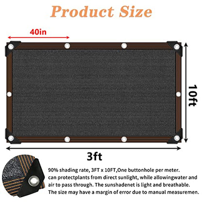 Shade Cloth 90% Sunblock Net for Garden Patio, for, Shade Sails -for Plants Greenhouse Outdoor Pergola Lawn Swimming Sun Shade Cloths for Kennel Chicken Coop Easier to Hang Shade Net Cover - size: 3'x10'
