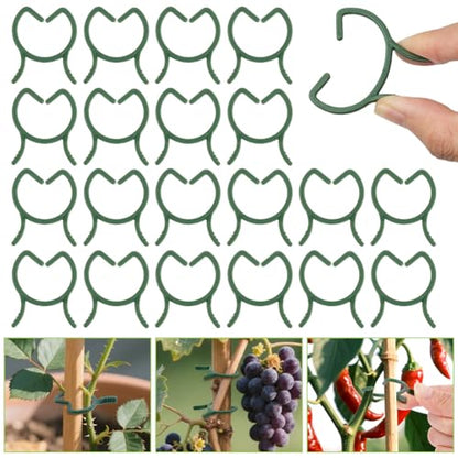 AUAUY 210 Pcs Plant Clips, Green Garden Clips Plastic Plant Rings, M - size: Small