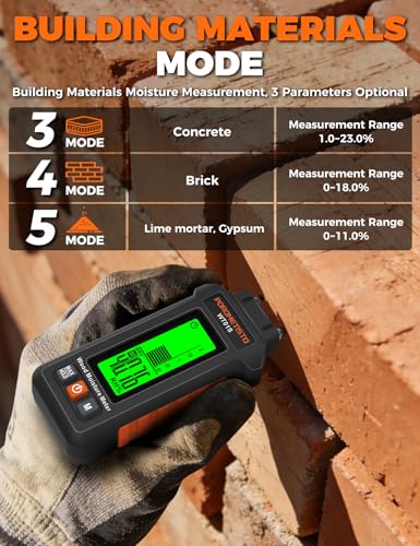 Moisture Meter 5 in 1 POROMETISTO, Three-Color Alarm and 5 Modes Detections