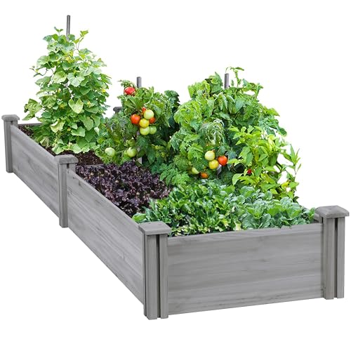 Yaheetech Raised Garden Bed Wooden Planter Box for Vegetables/Flowers, Gray - color: Gray, size: 8ft x 2ft